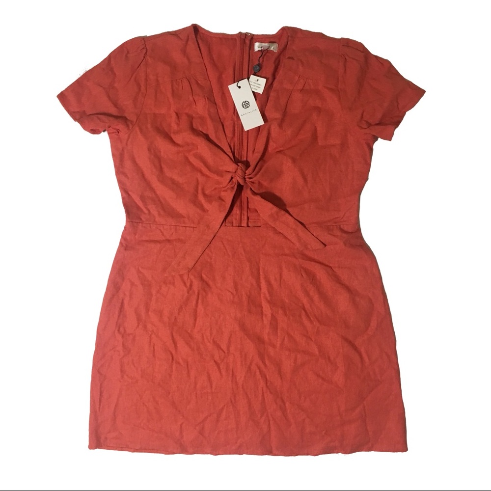 Socialite Rust Tie Front Minidress Jillian Sz XXL